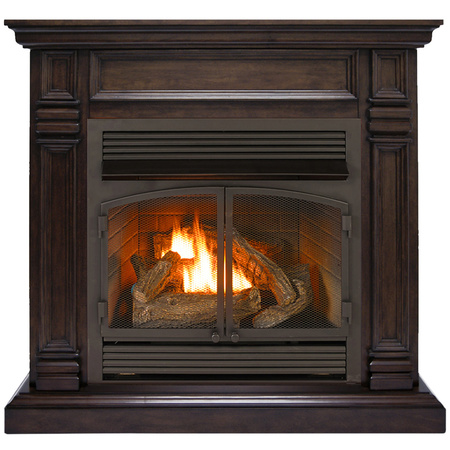 DULUTH FORGE Dual Fuel Ventless Gas Fireplace With Mantel - 32,000 Btu, Remote DFS-400R-2CH